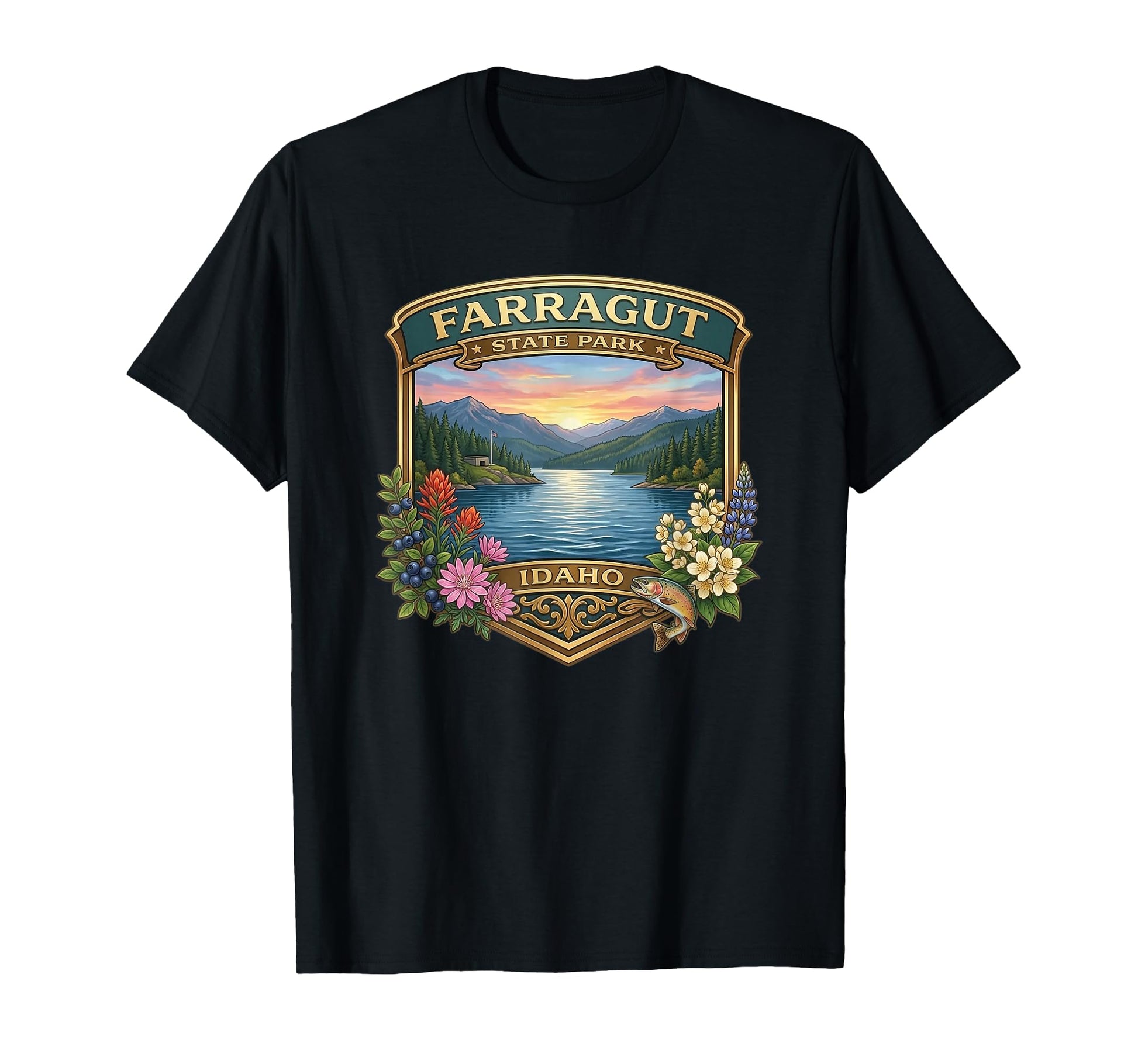 Farragut State Park Idaho Fishing Hiking T-Shirt - Custom Art Print Unisex - T-Shirt, Sweatshirt, Hoodie
