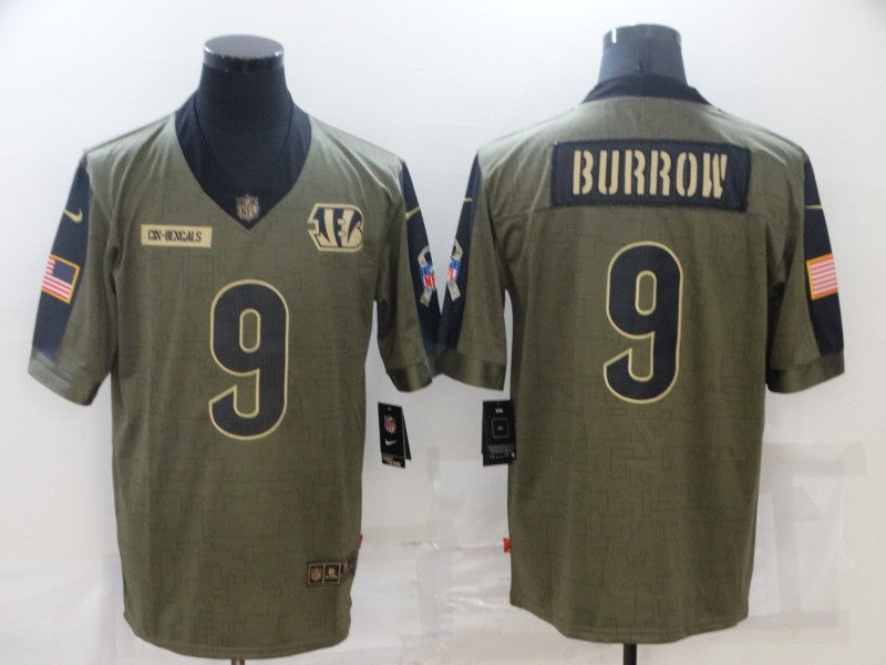 Men's Cincinnati Bengals Joe Burrow #9 Brown Game Player Jersey1 football jersey product view 1