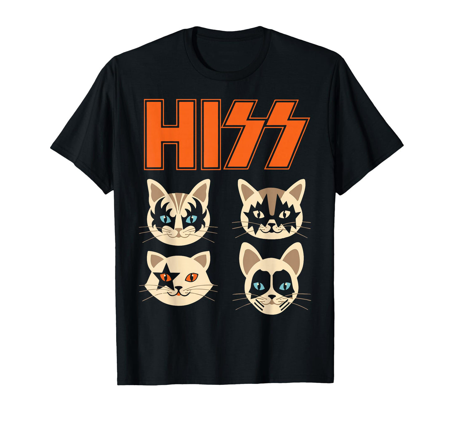 Hiss Funny Cats Kittens Rock Rockin T-Shirt - Custom Art Print Men Women - T-Shirt, Sweatshirt, Hoodie