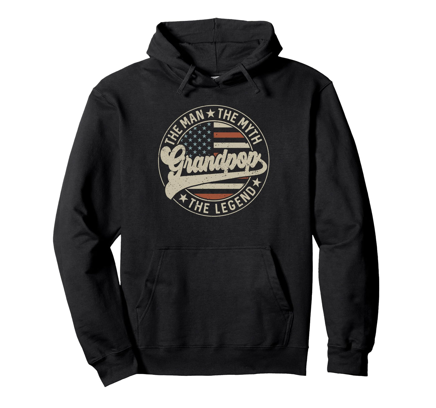 Grandpop Myth Legend Us Flag Fathers Day Hoodie - Novelty Apparel Unisex - T-Shirt, Sweatshirt, Hoodie