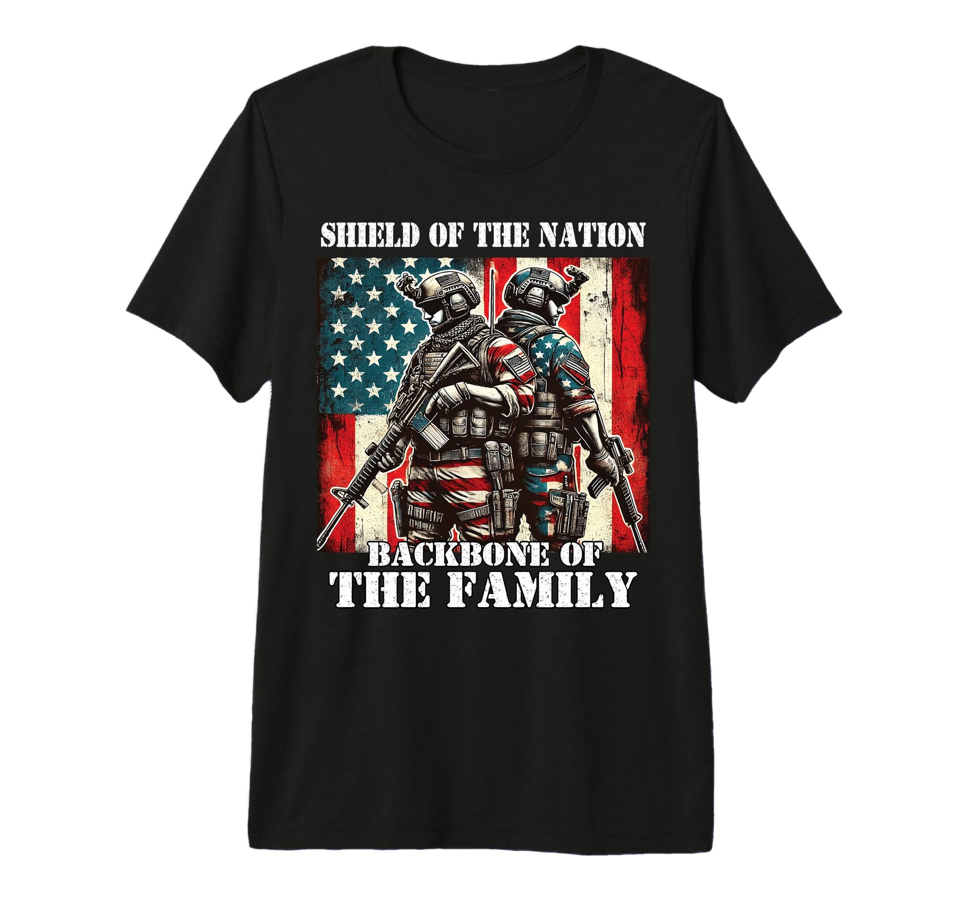 Shield Nation Backbone Family Military T-Shirt - Trendy Graphic Men Women - T-Shirt, Sweatshirt, Hoodie
