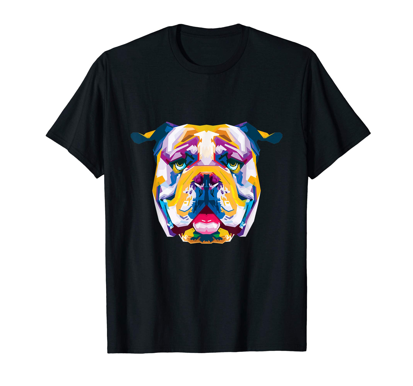 Colorful English Bulldog Geometric T-Shirt - Aesthetic Graphic Men Women - T-Shirt, Sweatshirt, Hoodie
