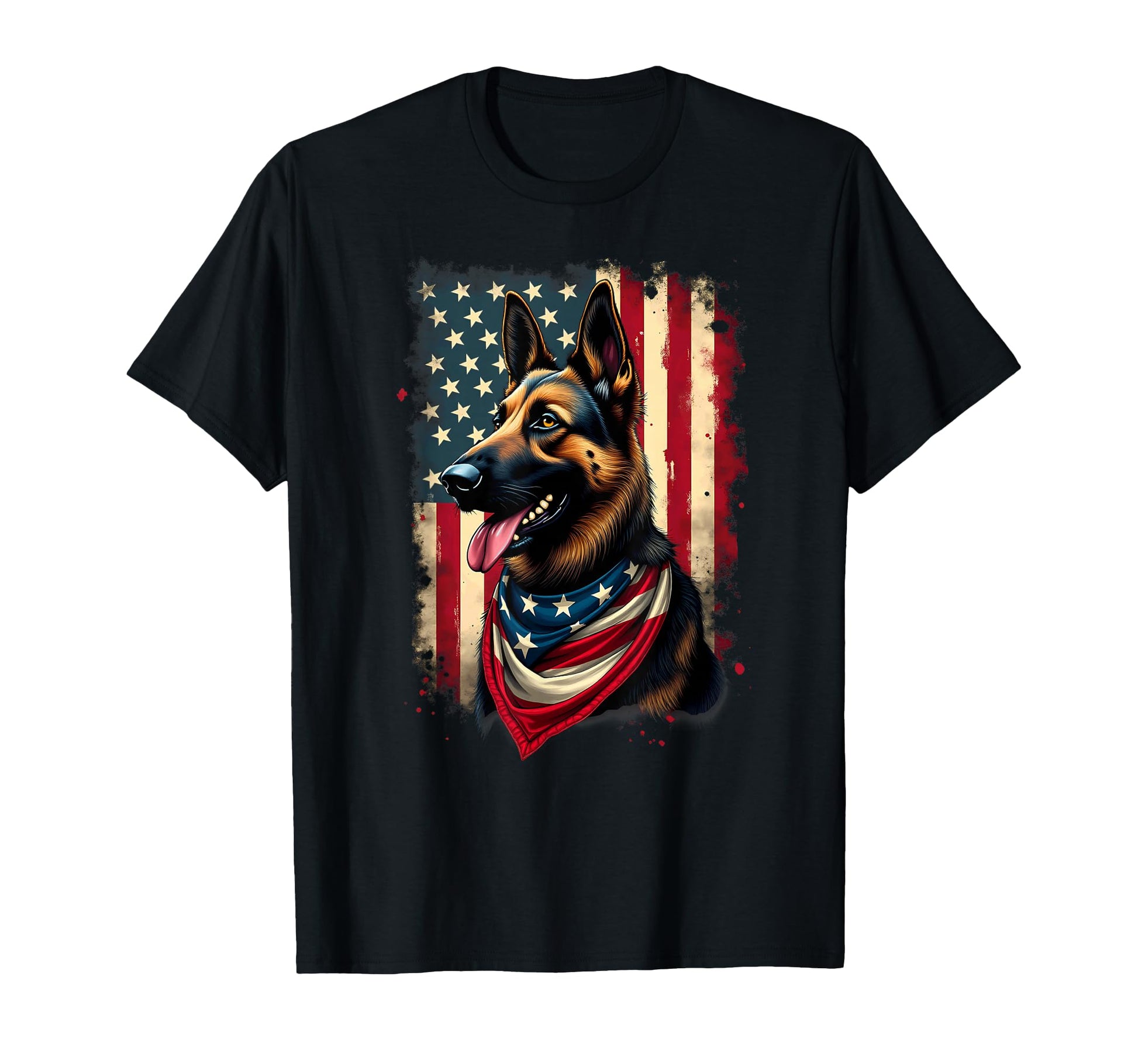 American Flag German Shepherd Dog T-Shirt - Trendy Graphic for Adults - T-Shirt, Sweatshirt, Hoodie