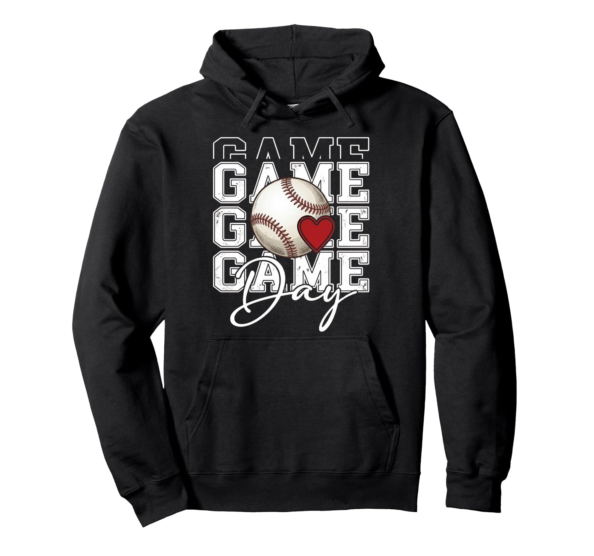 Baseball Game Day Spirit Heart Athlete Hoodie - Custom Art Print Unisex - T-Shirt, Sweatshirt, Hoodie