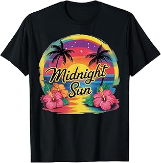 Retro Midnight Sun Paradise Sunset Beach Vacation T-Shirt Unisex T-shirt, Sweatshirt, Hoodie, Long Sleeve Tee - T-Shirt, Sweatshirt, Hoodie