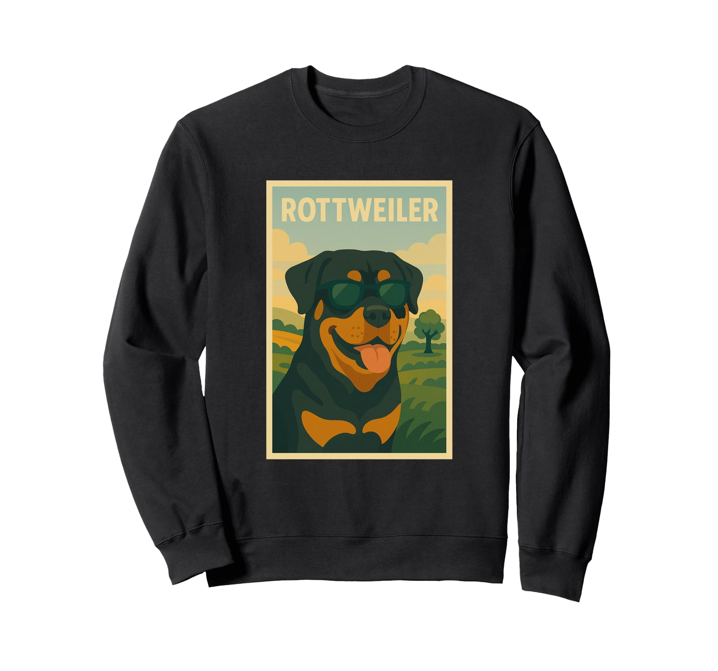 Rottweiler Art Minimalist Pop Sweatshirt - Casual Everyday Wear Men Women - T-Shirt, Sweatshirt, Hoodie