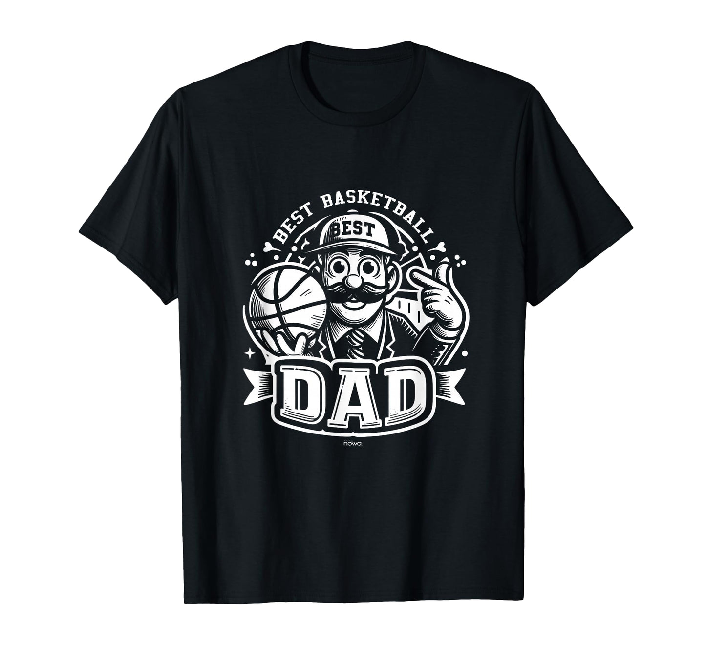 Mens Best Basketball Dad Mustage Happy T-Shirt - Trendy Graphic for Adults - T-Shirt, Sweatshirt, Hoodie