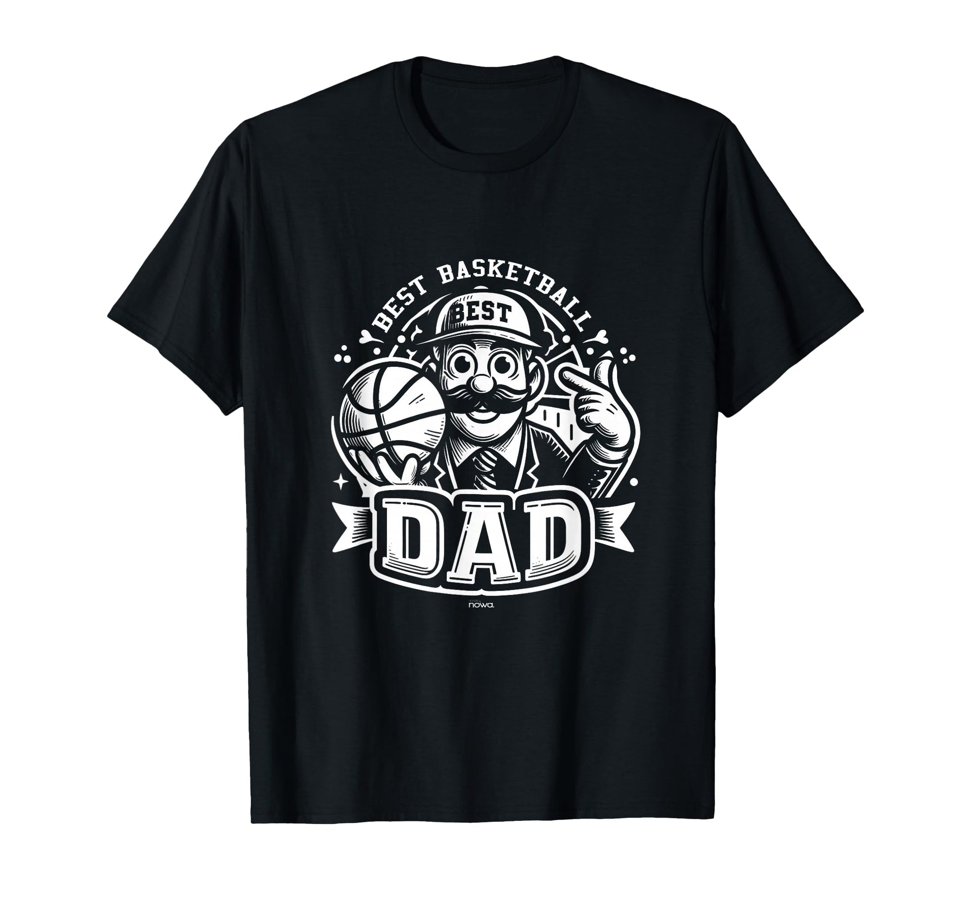 Mens Best Basketball Dad Mustage Happy T-Shirt - Trendy Graphic for Adults - T-Shirt, Sweatshirt, Hoodie