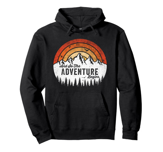 Adventure Begins Camping Family Hoodie - Casual Everyday Wear Men Women - T-Shirt, Sweatshirt, Hoodie