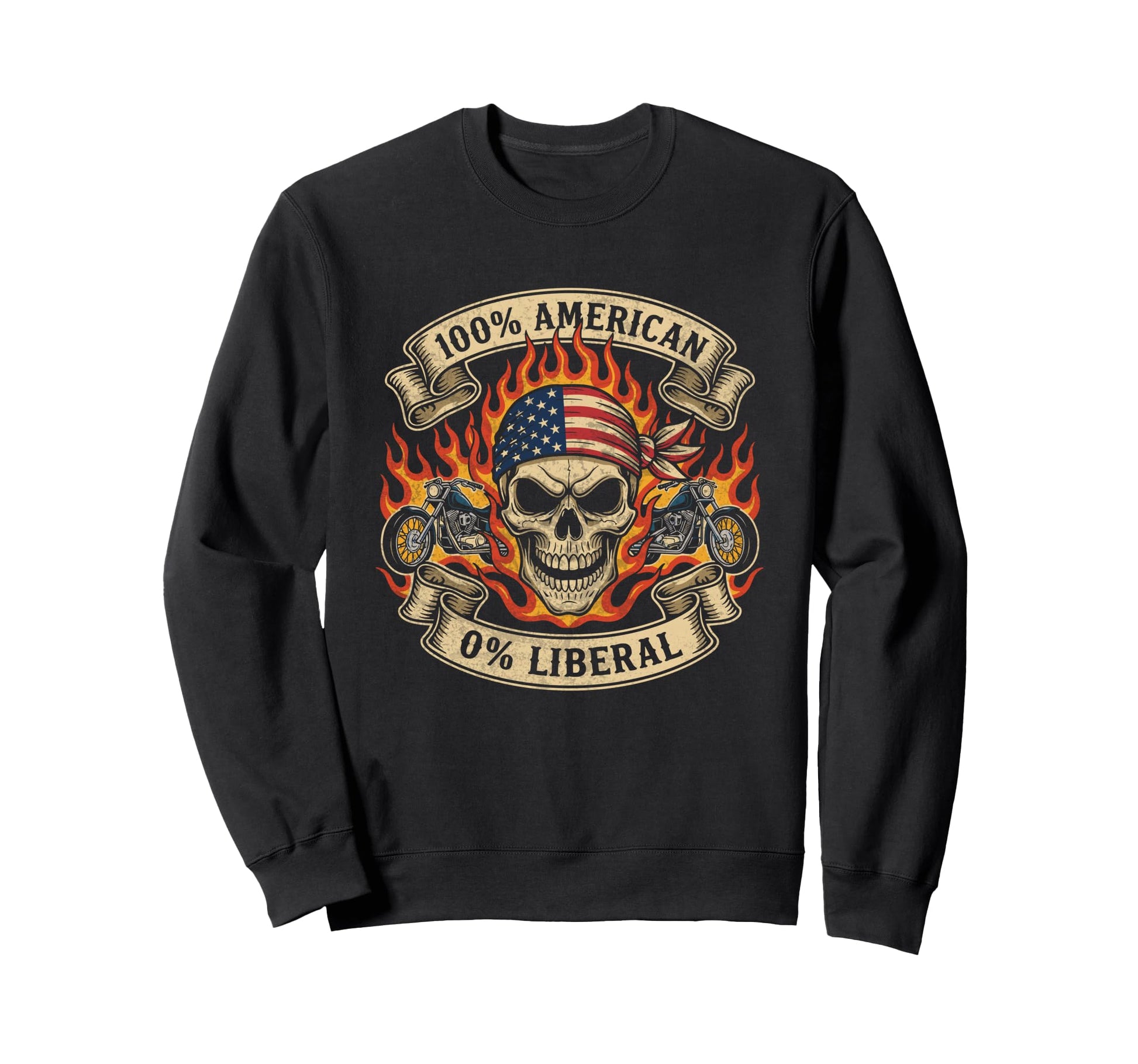 Patriotic Motorcycle Skull Rider Sweatshirt - Custom Art Print for Adults - T-Shirt, Sweatshirt, Hoodie