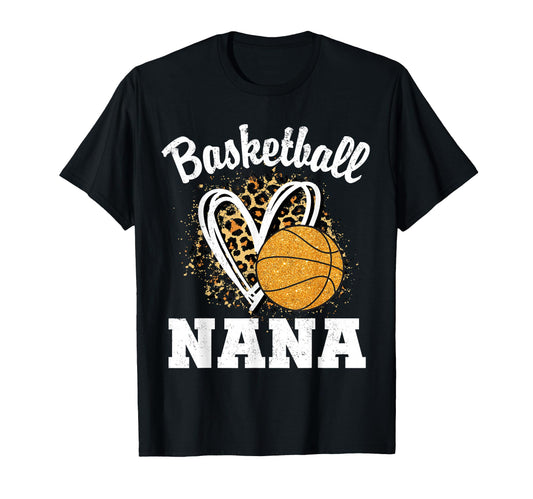 Basketball Nana Leopard Heart T-Shirt - Minimalist Print for Adults - T-Shirt, Sweatshirt, Hoodie