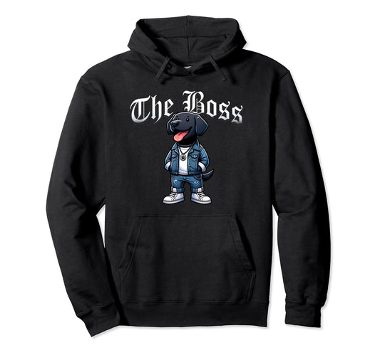 Black Labrador Dog Boss Jacket Outfit Dog Hoodie - Graphic Print Unisex - T-Shirt, Sweatshirt, Hoodie