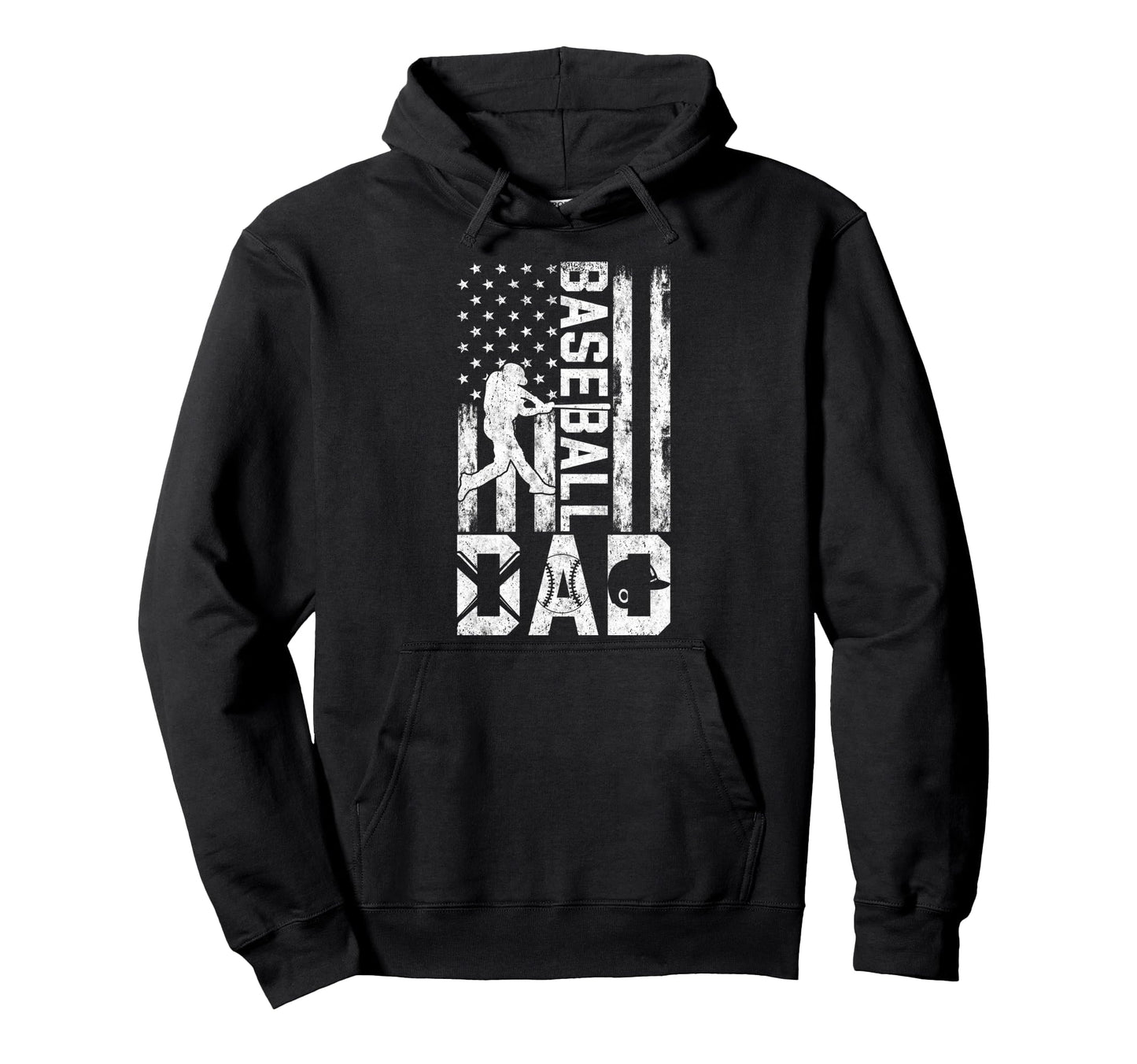 Baseball Us Flag Baseball Dad Player Hoodie - Fun Novelty Design Unisex - T-Shirt, Sweatshirt, Hoodie