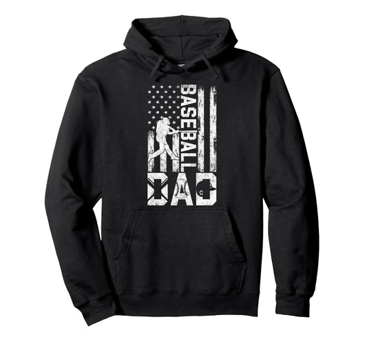 Baseball Us Flag Baseball Dad Player Hoodie - Fun Novelty Design Unisex - T-Shirt, Sweatshirt, Hoodie