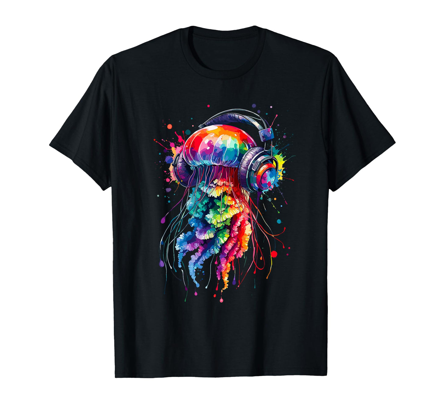 Colorful Pop Art Headphones Jellyfish T-Shirt - Novelty Apparel Men Women - T-Shirt, Sweatshirt, Hoodie