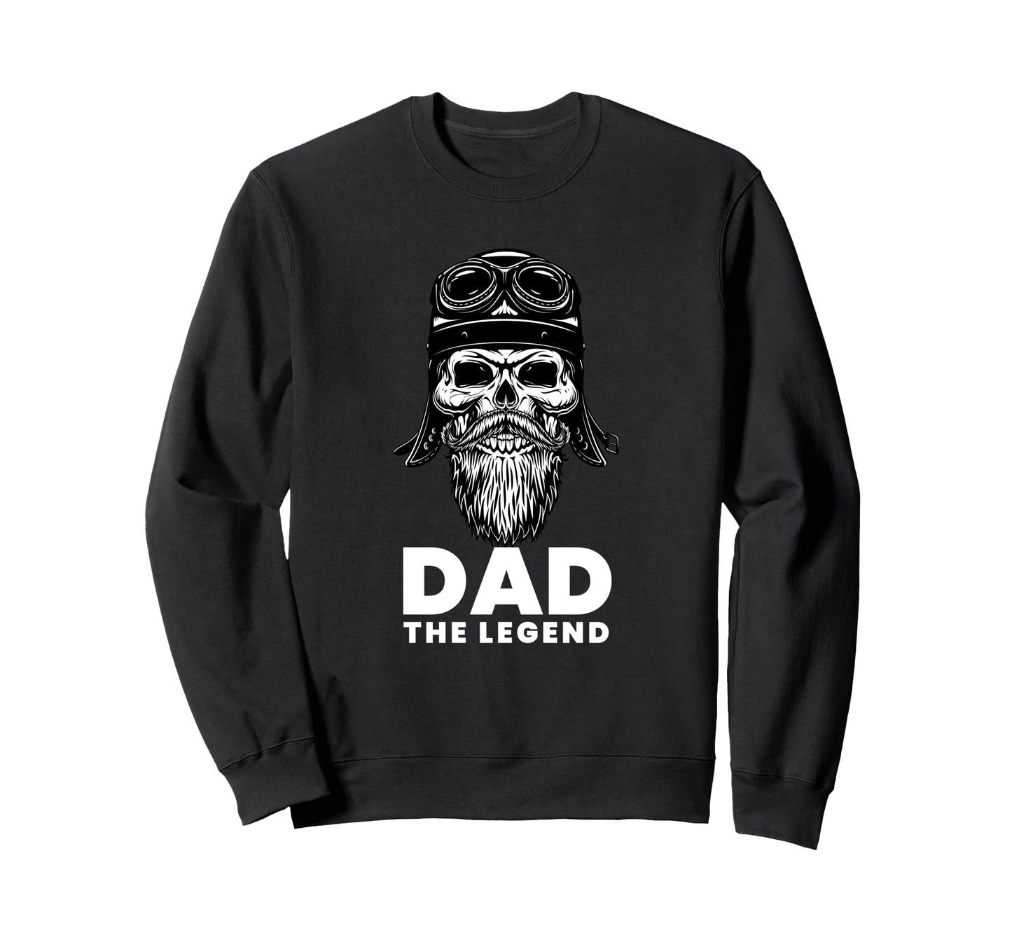 Dad Legend Bearded Biker Skull Sweatshirt - Custom Art Print Unisex - T-Shirt, Sweatshirt, Hoodie