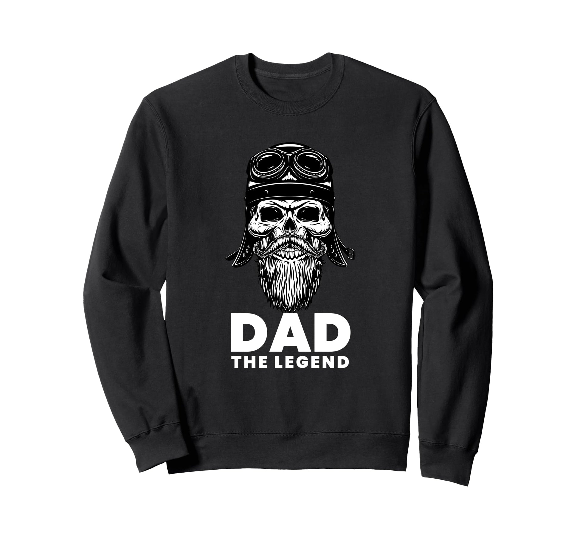 Dad Legend Bearded Biker Skull Sweatshirt - Custom Art Print Unisex - T-Shirt, Sweatshirt, Hoodie