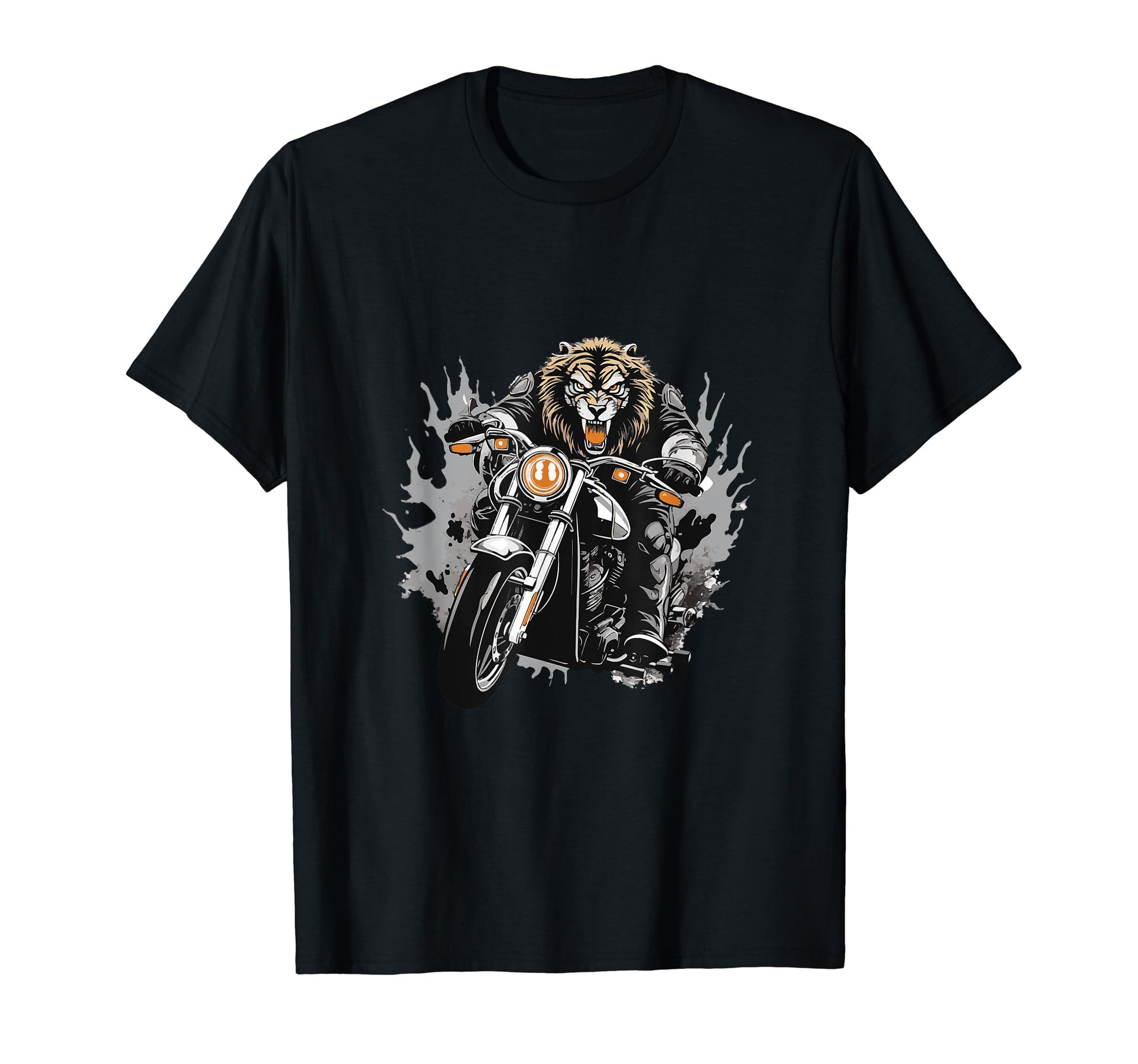 Lion Riding Motorcycle Dad Biker T-Shirt - Casual Everyday Wear Unisex - T-Shirt, Sweatshirt, Hoodie
