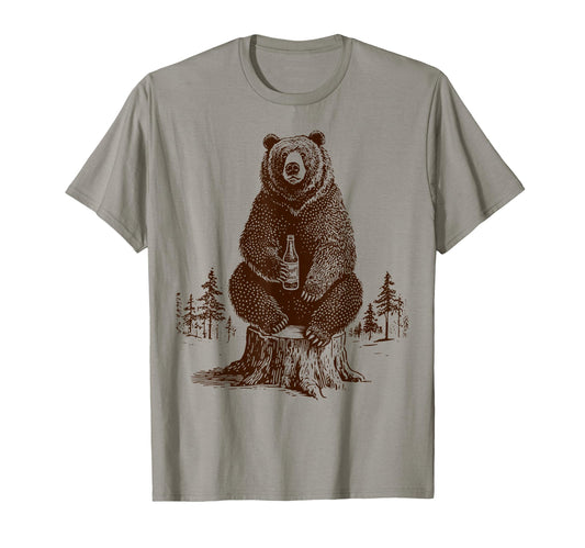 Chill Bear Beer Funny Camping Dad T-Shirt - Aesthetic Graphic for Adults - T-Shirt, Sweatshirt, Hoodie