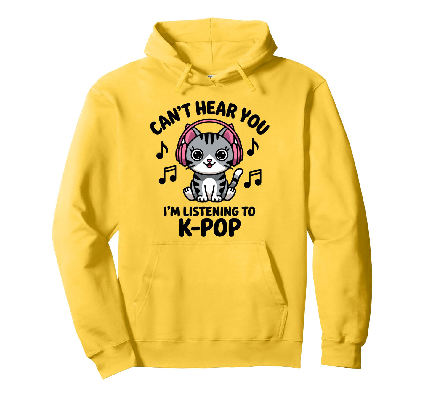 Cat Listening To K Pop Music Headphones Hoodie - Graphic Print Men Women - T-Shirt, Sweatshirt, Hoodie
