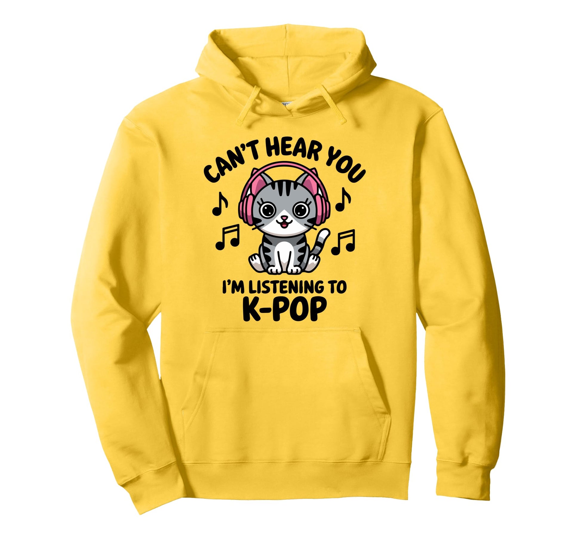 Cat Listening To K Pop Music Headphones Hoodie - Graphic Print Men Women - T-Shirt, Sweatshirt, Hoodie