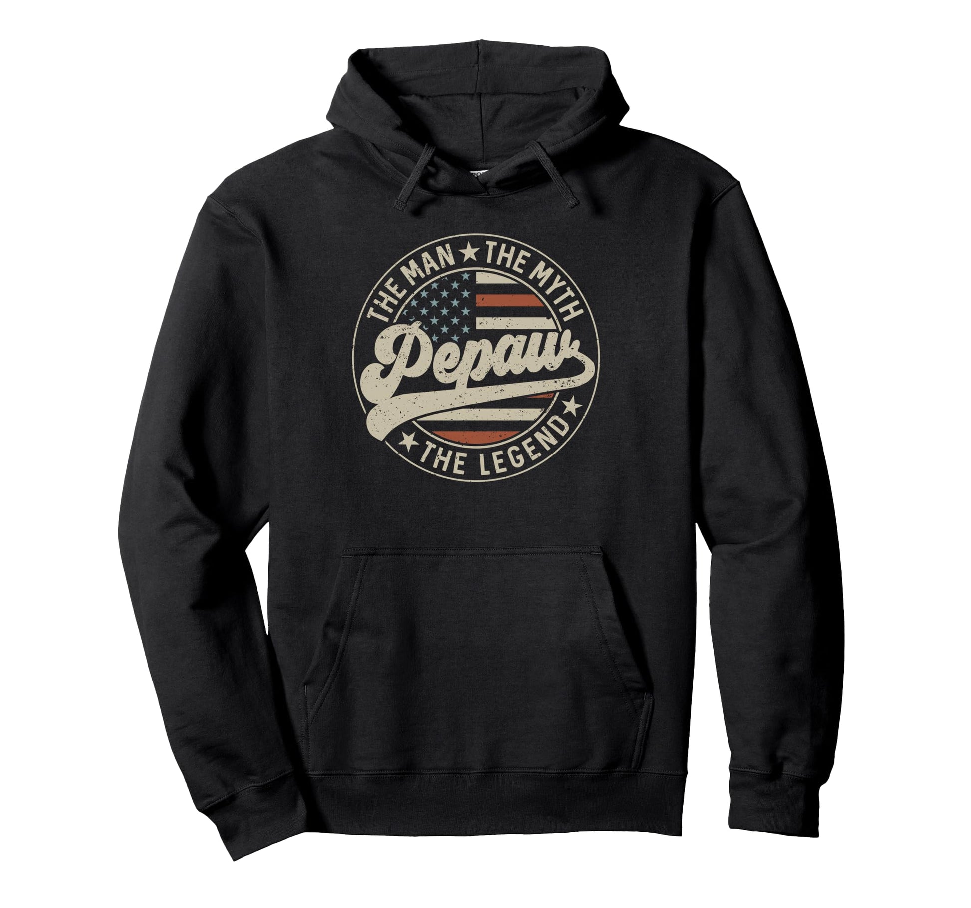Pepaw Myth Legend Us Flag Fathers Day Hoodie - Trendy Graphic for Adults - T-Shirt, Sweatshirt, Hoodie