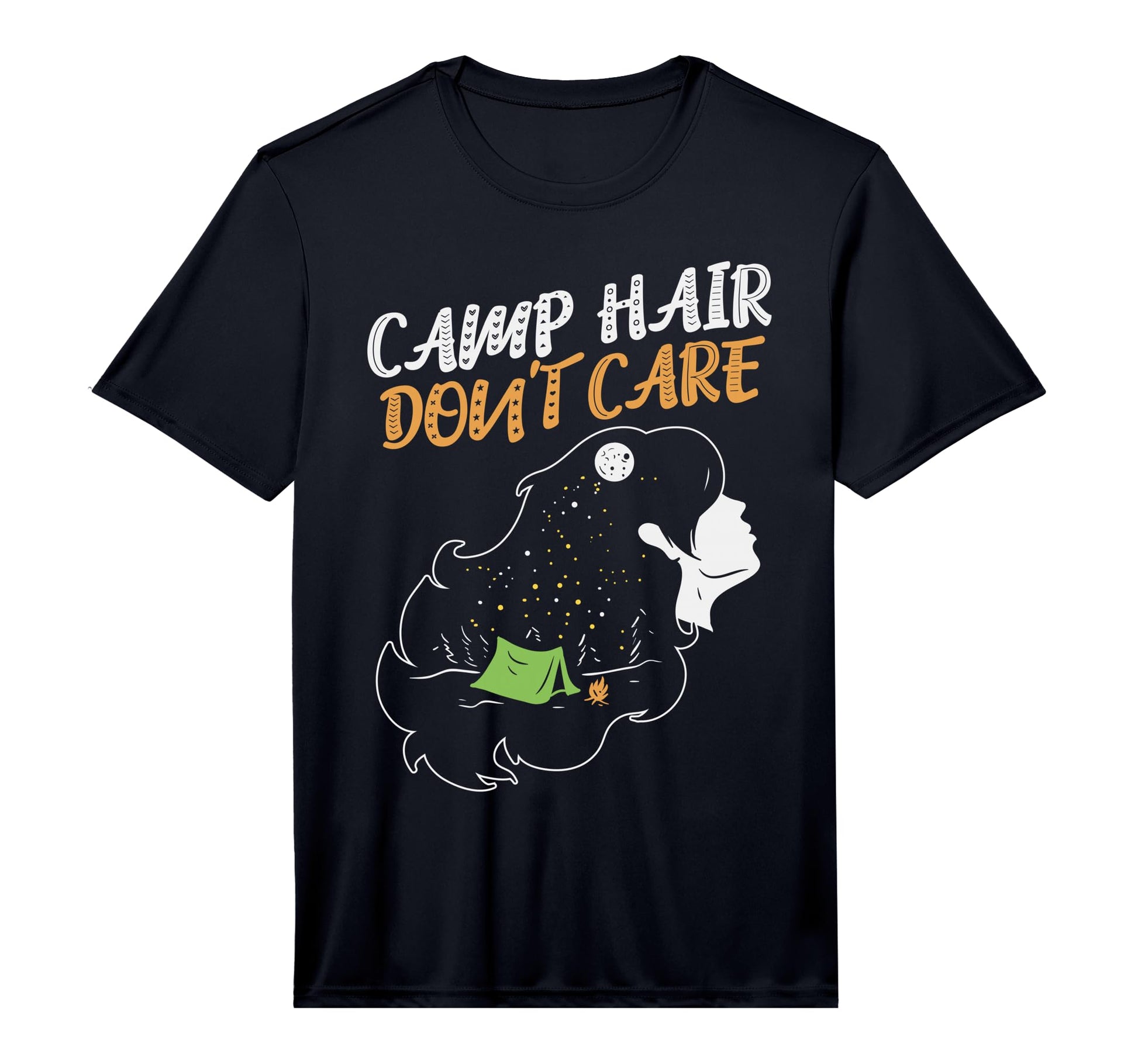 Camp Hair Dont Care Funny Camping T-Shirt - Custom Art Print Unisex - T-Shirt, Sweatshirt, Hoodie