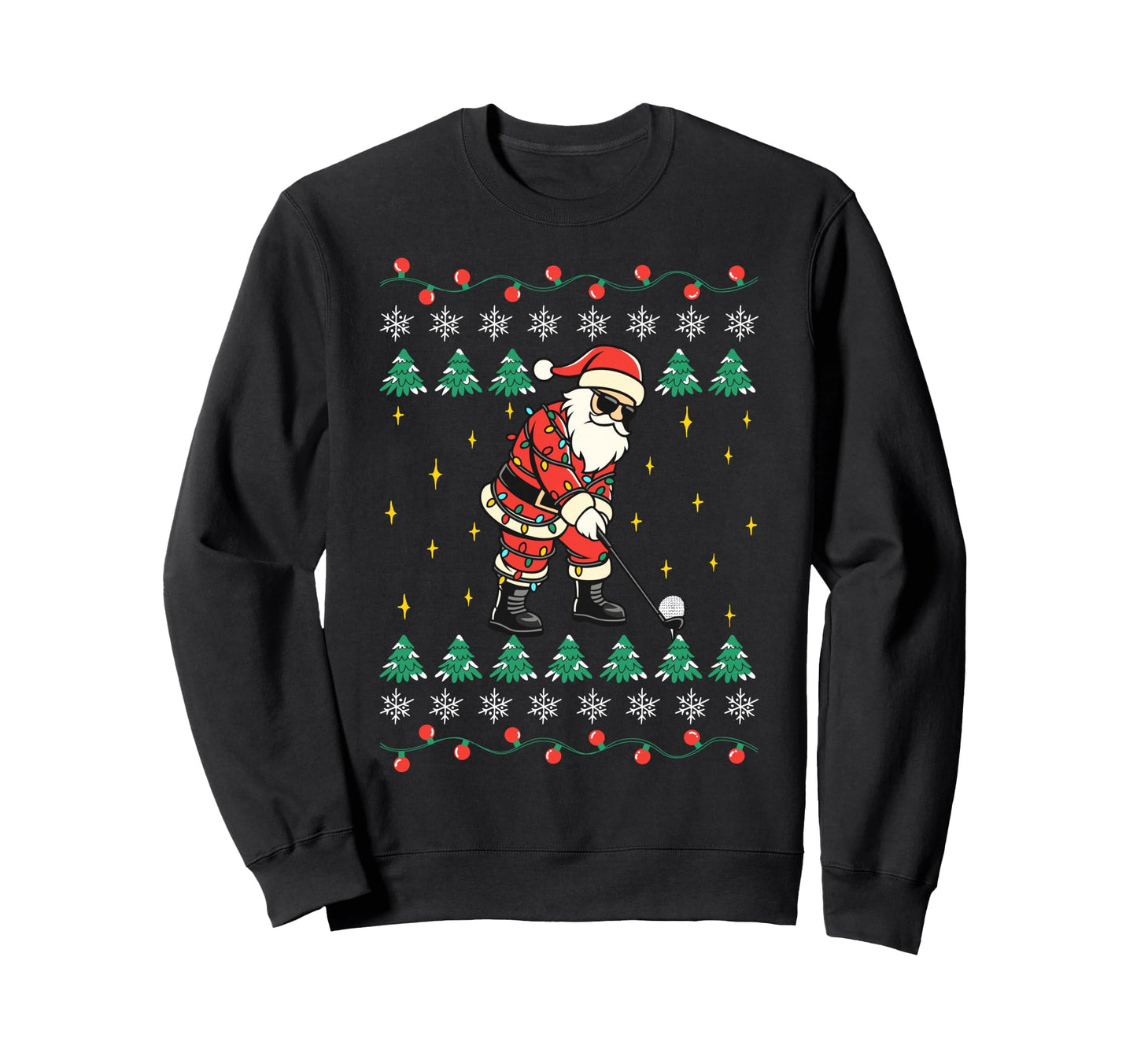 Funny Golf Santa Golfing Holiday Ugly Sweatshirt - Novelty Apparel Unisex - T-Shirt, Sweatshirt, Hoodie