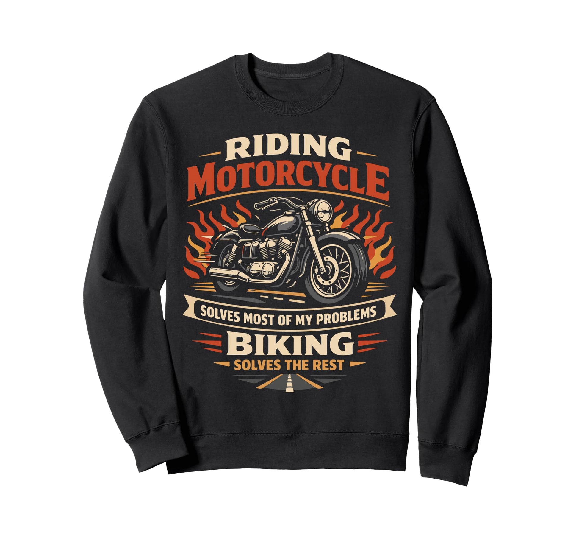 Motorcycle Biker Riding Motorcycle Sweatshirt - Minimalist Print Unisex - T-Shirt, Sweatshirt, Hoodie
