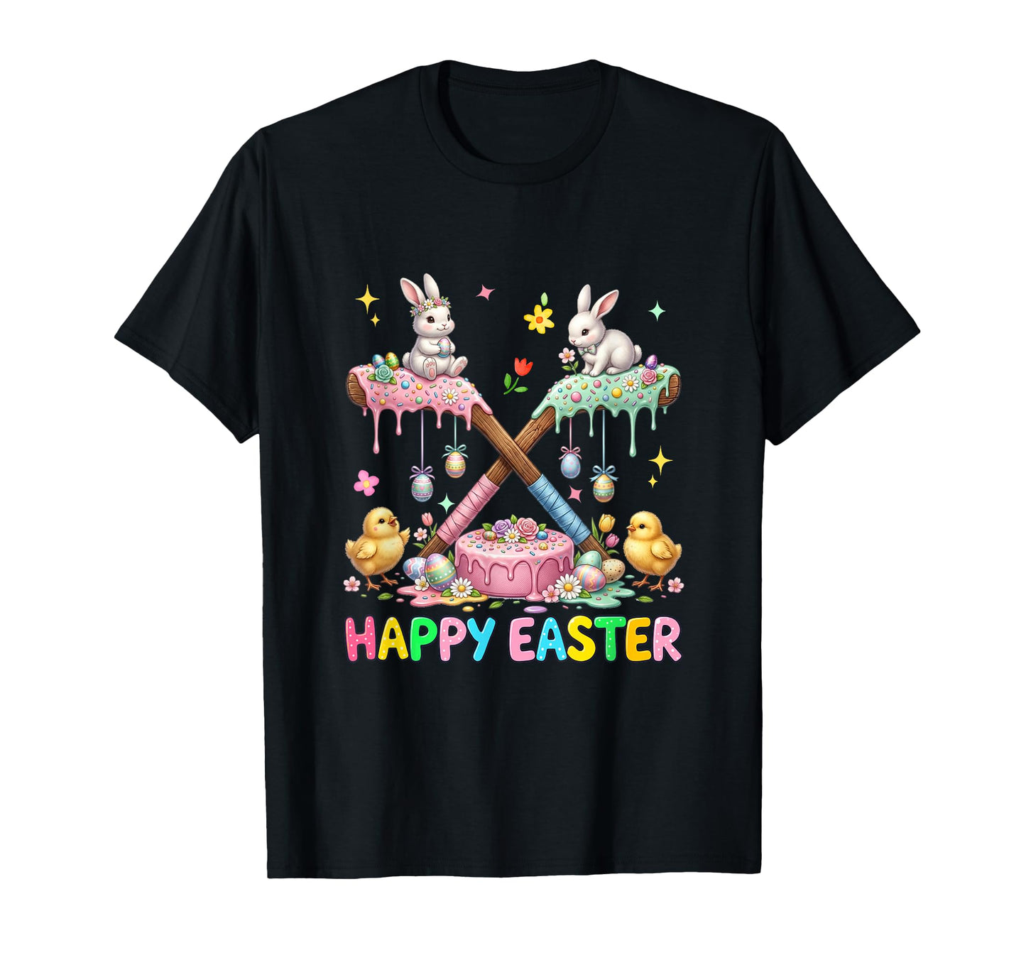 Happy Easter Colorful Dripped T-Shirt - Casual Everyday Wear Unisex - T-Shirt, Sweatshirt, Hoodie