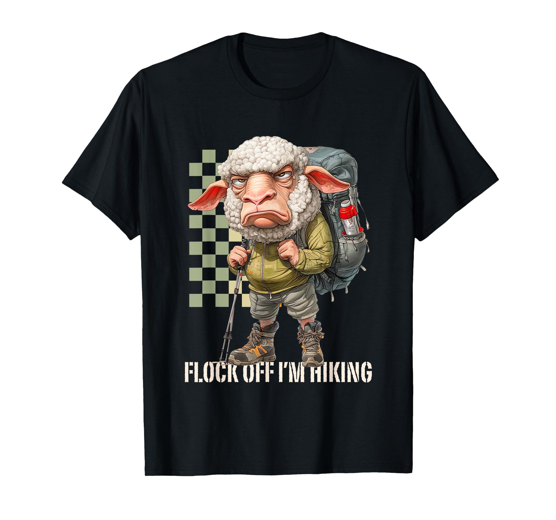 Unique Funny Hiking Sheep Outdoors T-Shirt - Custom Art Print for Adults - T-Shirt, Sweatshirt, Hoodie