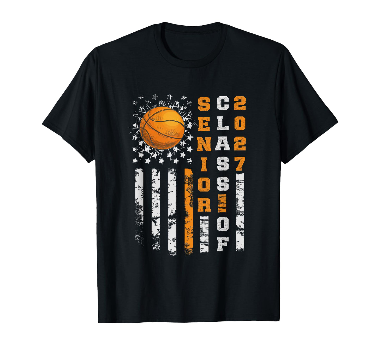 Senior 2027 Basketball American Flag T-Shirt - Unique Graphic for Adults - T-Shirt, Sweatshirt, Hoodie