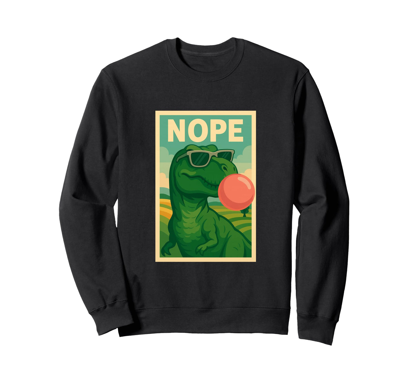 Tyrannosaurus Rex Nope Chewing Sweatshirt - Minimalist Print for Adults - T-Shirt, Sweatshirt, Hoodie