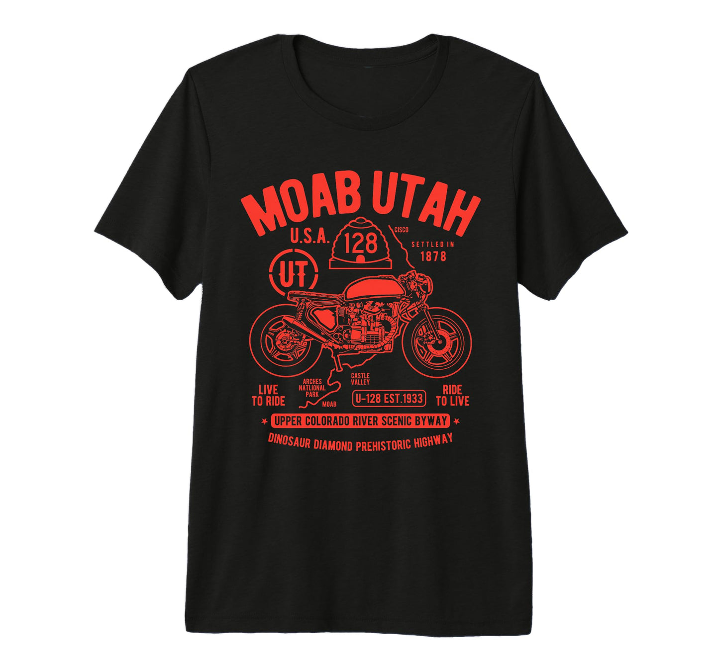 Moab Utah Route U 128 Colorado River T-Shirt - Graphic Print Men Women - T-Shirt, Sweatshirt, Hoodie