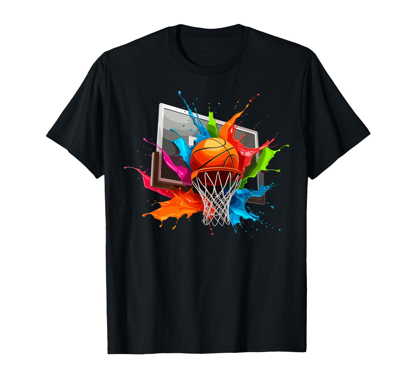 Colorful Paints Splash Basketball T-Shirt - Casual Everyday Wear Men Women - T-Shirt, Sweatshirt, Hoodie