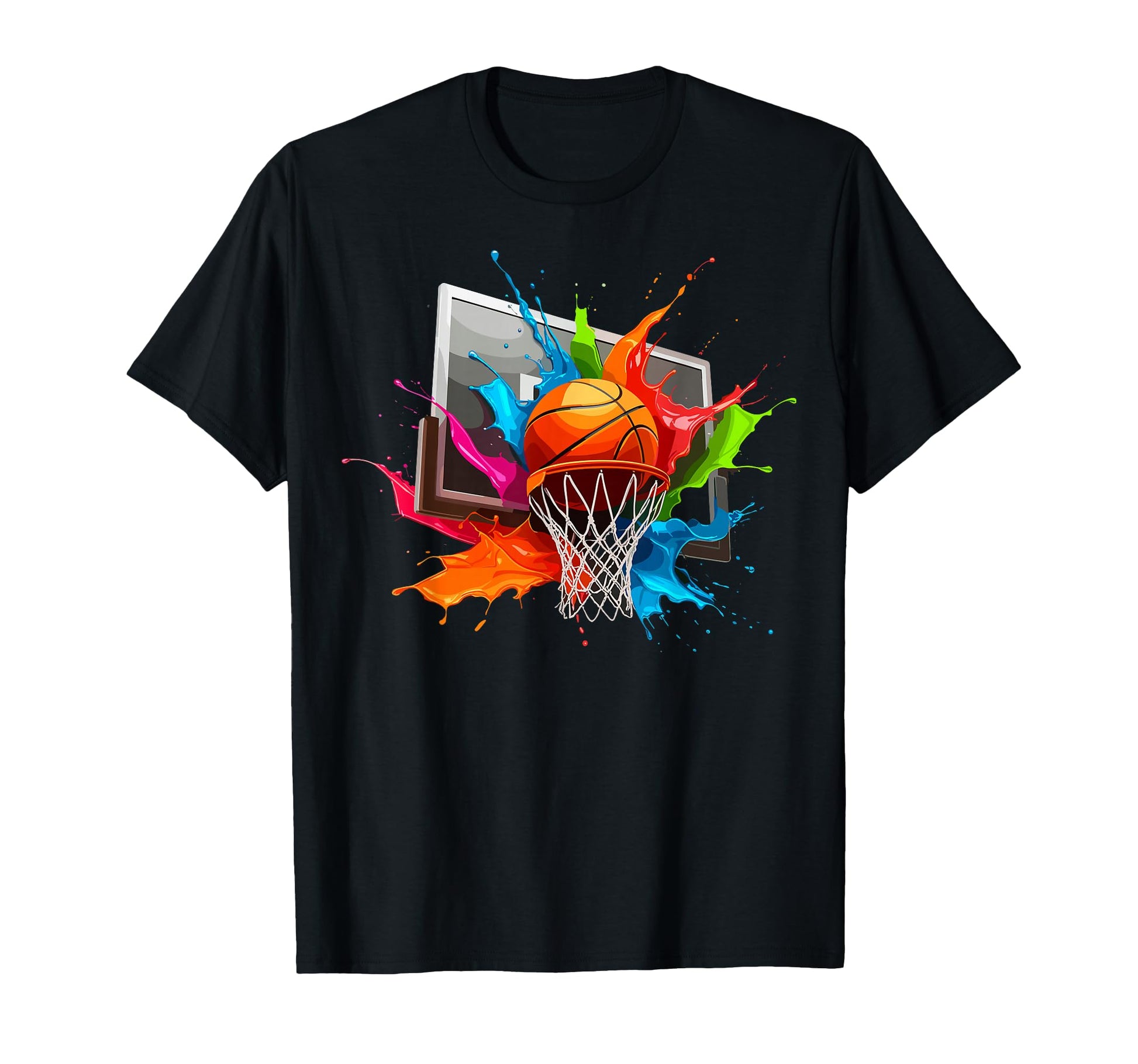 Colorful Paints Splash Basketball T-Shirt - Casual Everyday Wear Men Women - T-Shirt, Sweatshirt, Hoodie