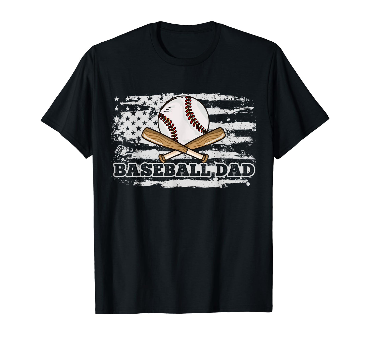 Baseball Dad American Flag 4Th July T-Shirt - Novelty Apparel for Adults - T-Shirt, Sweatshirt, Hoodie