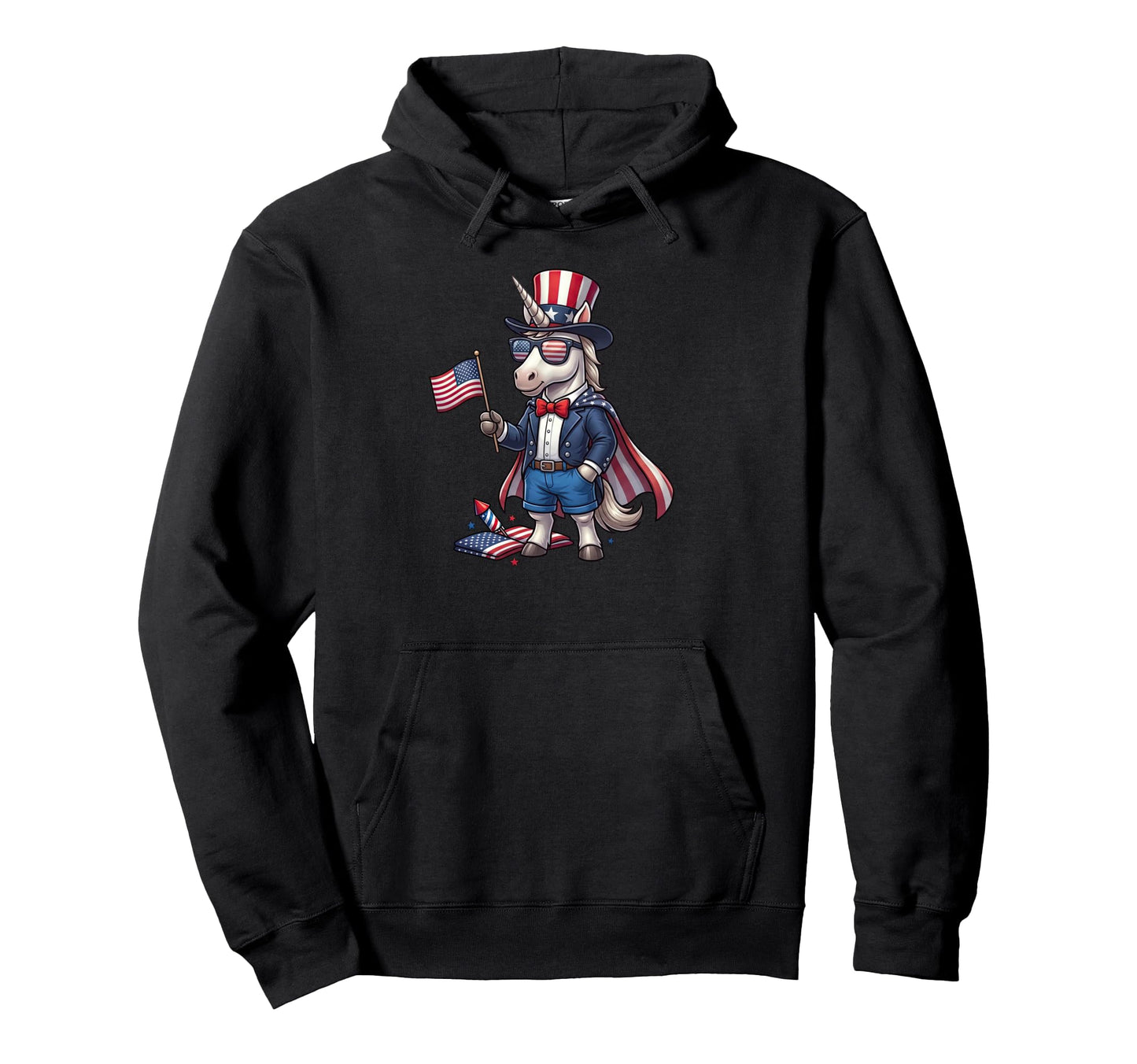 Funny Unicorn American Usa Flag Hoodie - Novelty Apparel for Adults - T-Shirt, Sweatshirt, Hoodie