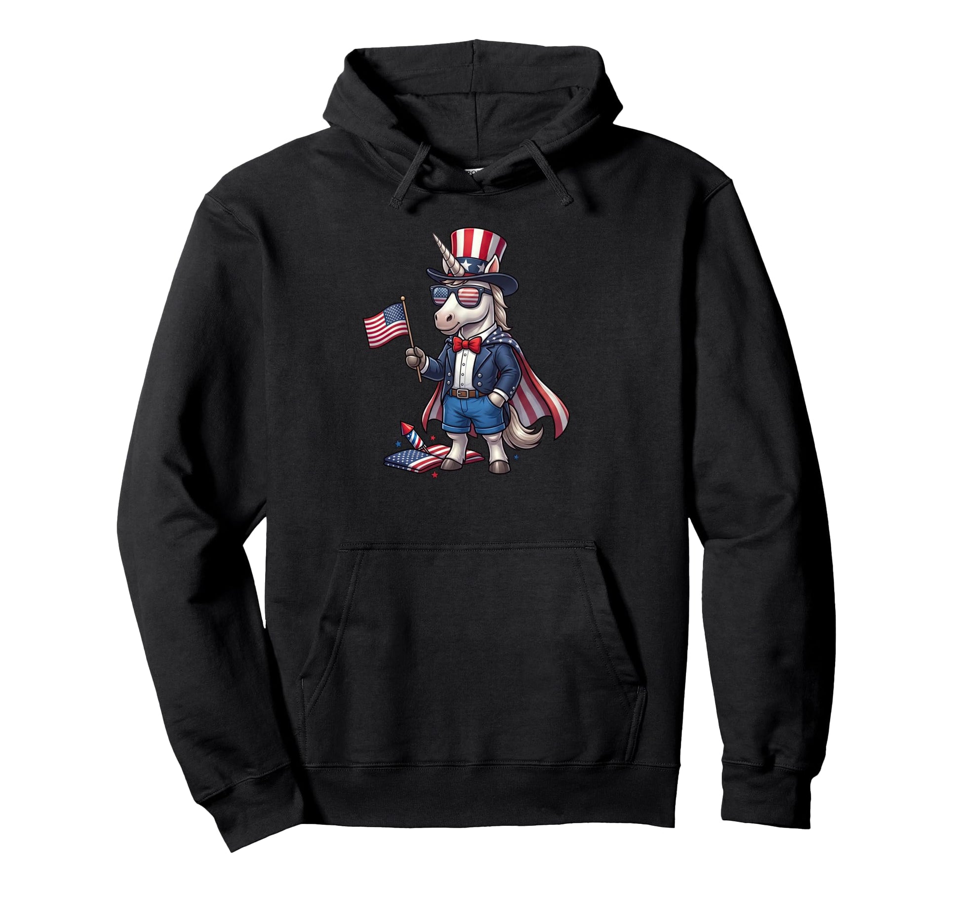 Funny Unicorn American Usa Flag Hoodie - Novelty Apparel for Adults - T-Shirt, Sweatshirt, Hoodie