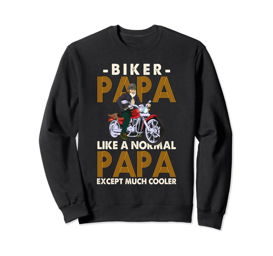 Biker Papa Motorcycle Biking Dad Sweatshirt - Minimalist Print Unisex - T-Shirt, Sweatshirt, Hoodie