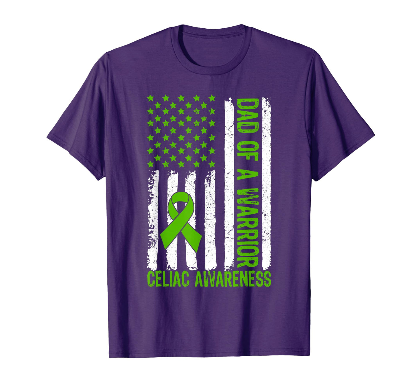 Proud Dad Celiac Warrior Dad Us Flag T-Shirt - Casual Everyday Wear Unisex - T-Shirt, Sweatshirt, Hoodie