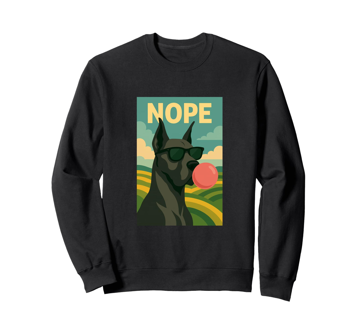 Great Dane Nope Chewing Gum Bubble Sweatshirt - Unique Graphic for Adults - T-Shirt, Sweatshirt, Hoodie