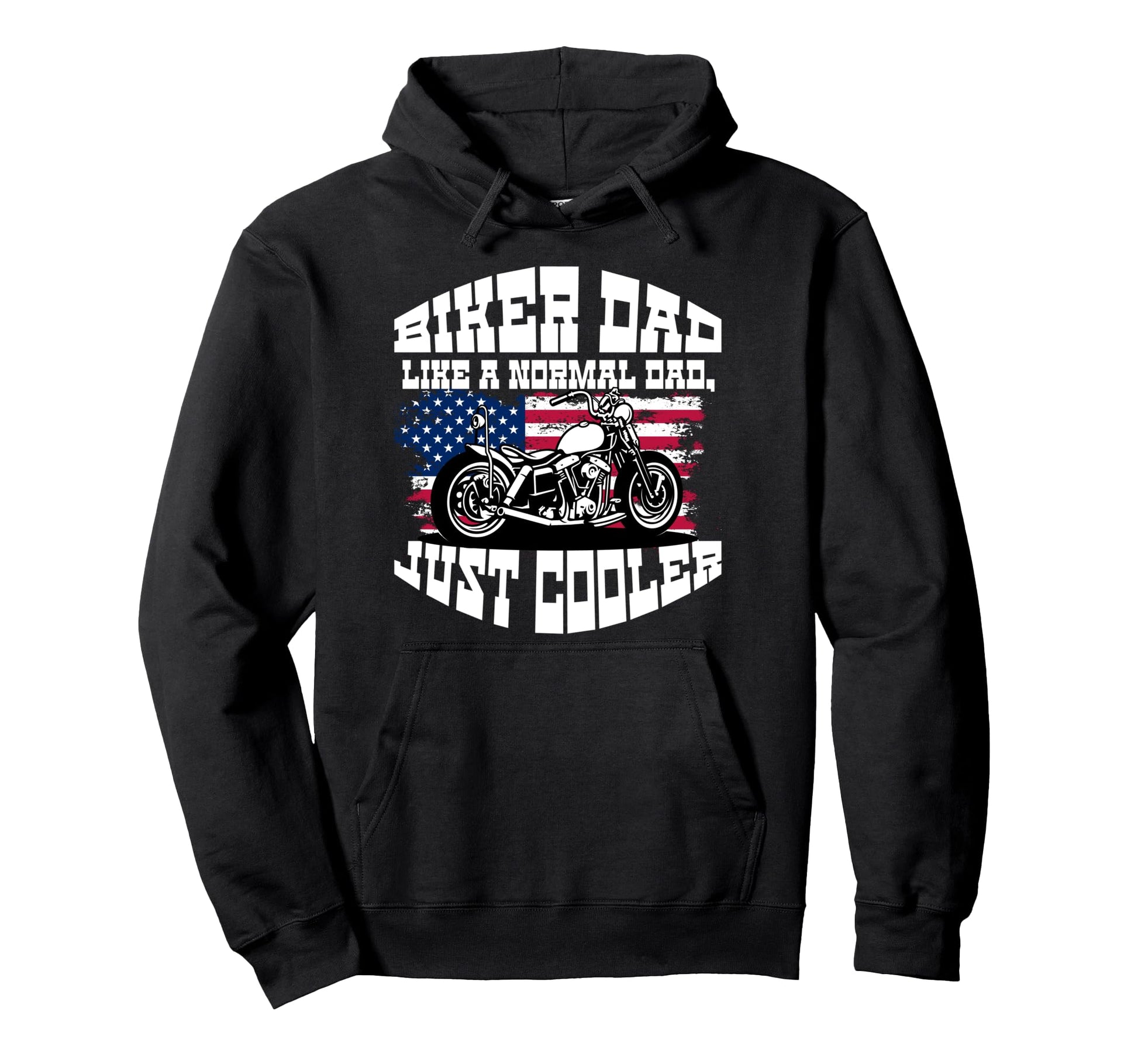 Biker Dad American Us Flag Motorcycle Hoodie - Graphic Print for Adults - T-Shirt, Sweatshirt, Hoodie