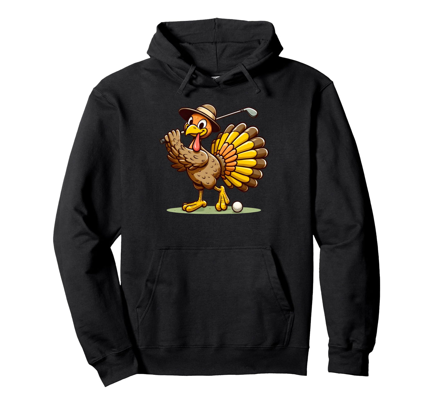 Turkey Golf Thanksgiving Golfer Turkey Hoodie - Unique Graphic Unisex - T-Shirt, Sweatshirt, Hoodie