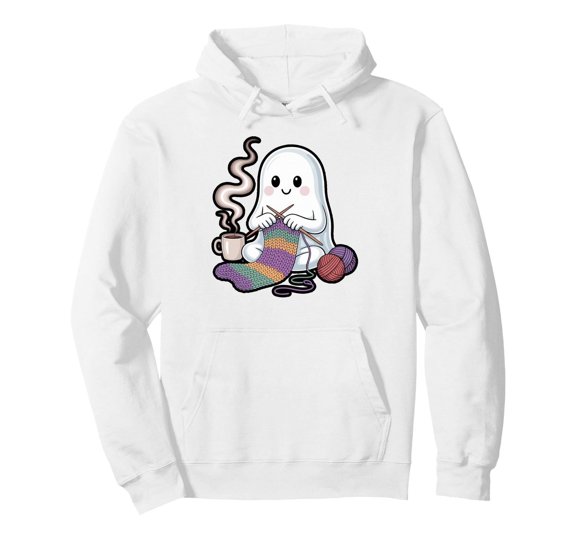 Ghost Knitting And Pumpkin Spice Hoodie - Unique Graphic Men Women - T-Shirt, Sweatshirt, Hoodie