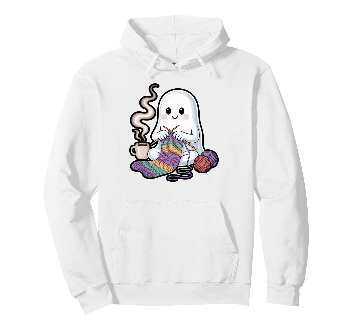 Ghost Knitting And Pumpkin Spice Hoodie - Aesthetic Graphic Men Women - T-Shirt, Sweatshirt, Hoodie
