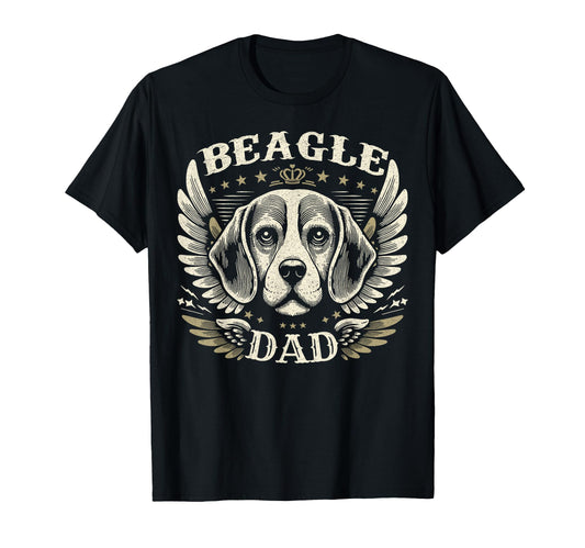Beagle Dad Biker Wings Motorcycle Lover T-Shirt - Unique Graphic Men Women - T-Shirt, Sweatshirt, Hoodie