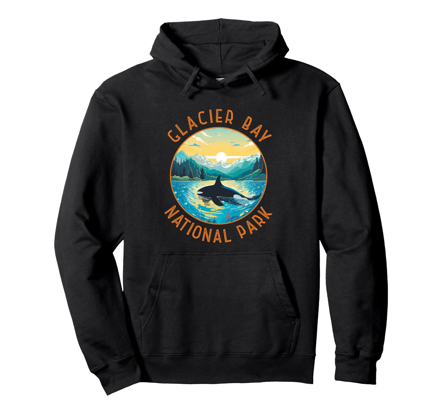 Glacier Bay National Park Whale Distressed Hoodie - Unique Graphic Unisex - T-Shirt, Sweatshirt, Hoodie