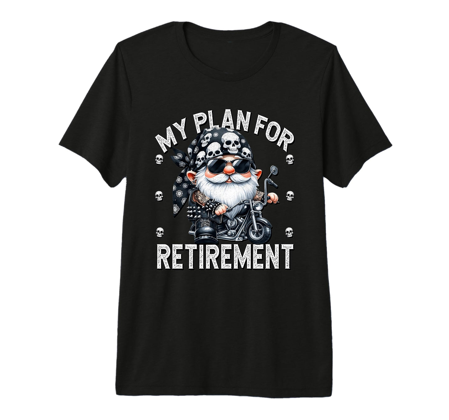 Biker Retirement Gnome Motorcycle T-Shirt - Minimalist Print Men Women - T-Shirt, Sweatshirt, Hoodie
