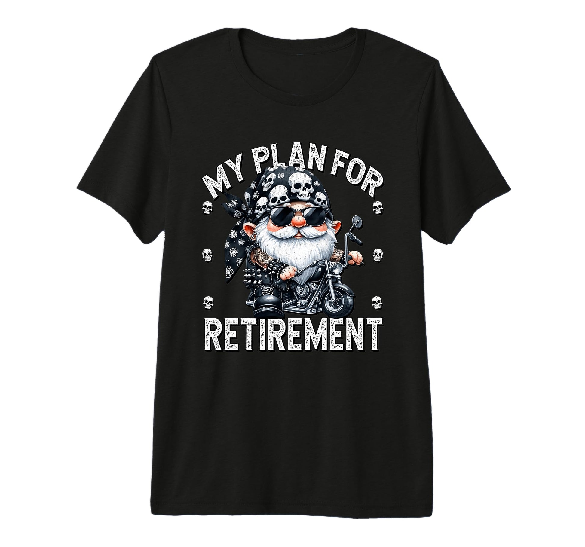 Biker Retirement Gnome Motorcycle T-Shirt - Minimalist Print Men Women - T-Shirt, Sweatshirt, Hoodie